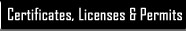 Certificates, Licenses and Permits