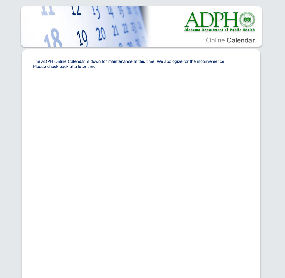 ADPH Online Calendar